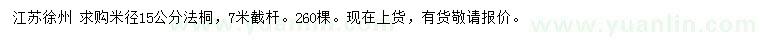 求購米徑15公分法桐