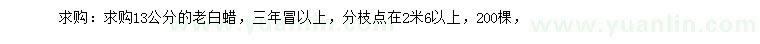 求購13公分老白蠟