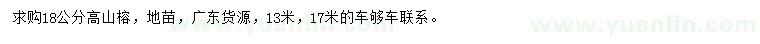 求購18公分高山榕