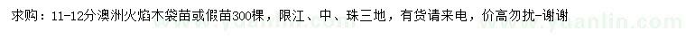 求購11-12公分澳洲火焰木