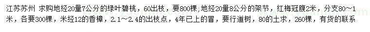 求購(gòu)綠葉碧桃、架節(jié)、紅梅等
