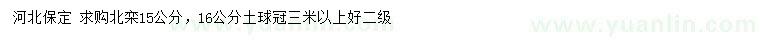 求購15、16公分北欒