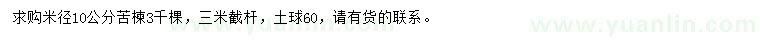 求購(gòu)米徑10公分苦楝