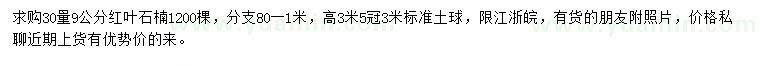 求購(gòu)30量9公分紅葉石楠