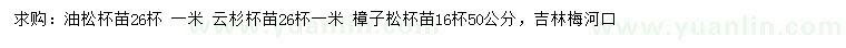 求購(gòu)油松、云杉、樟子松