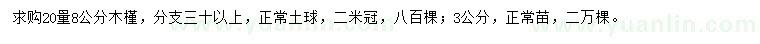 求購3公分、20量8公分木槿