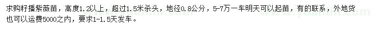 求購(gòu)高1.2米以上紫薇苗