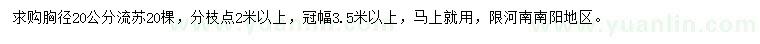 求購胸徑20公分流蘇