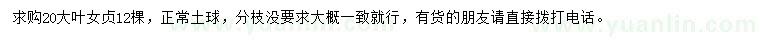 求購(gòu)20公分大葉女貞