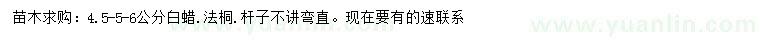 求購(gòu)4.5、5、6公分白蠟、法桐