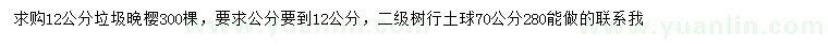 求購12公分垃圾晚櫻