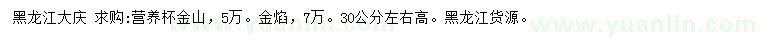 求購高30公分左右金山、金焰