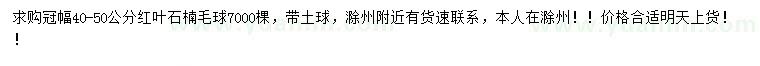 求購冠幅40-50公分紅葉石楠毛球