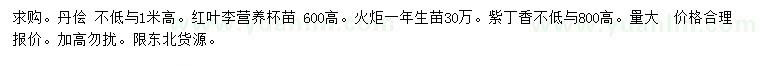 求購(gòu)丹檜、紅葉李、火炬等