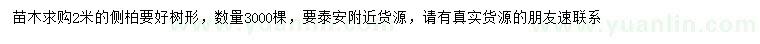 求購2米側(cè)柏