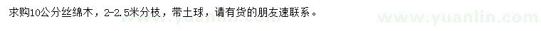 求購10公分絲綿木