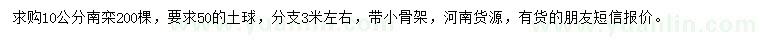 求購10公分南欒