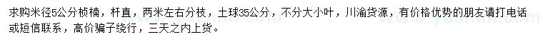 求購(gòu)米徑5公分楨楠