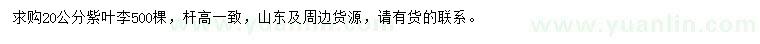 求購(gòu)20公分紫葉李