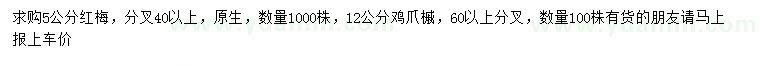 求購5公分紅梅、12公分雞爪槭