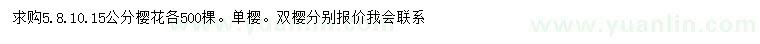 求購5、8、10、15公分櫻花