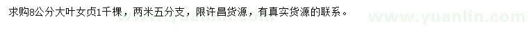 求購8公分大葉女貞