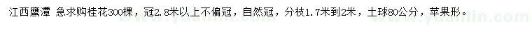 求購(gòu)冠2.8米以上桂花