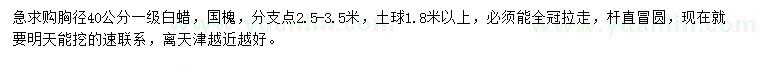 求購(gòu)胸徑40公分白蠟、國(guó)槐