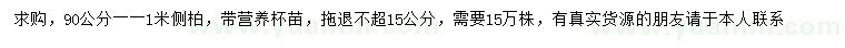 求購90-100公分側(cè)柏