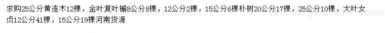 求購黃連木、金葉復(fù)葉槭、樸樹等