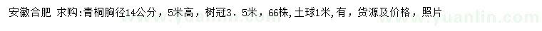 求購胸徑14公分青桐