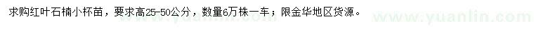 求購高25-50公分紅葉石楠