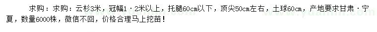 求購(gòu)3米云杉