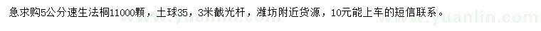 求購(gòu)5公分速生法桐