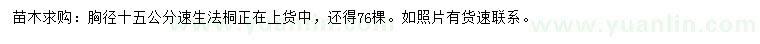 求購胸徑15公分速生法桐