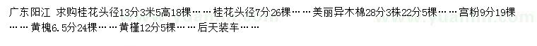 求購桂花、美麗異木棉、宮粉等