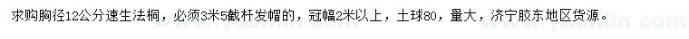 求購胸徑12公分速生法桐
