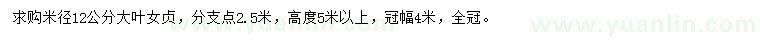 求購(gòu)米徑12公分大葉女貞
