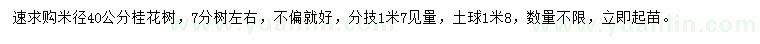 求購米徑40公分桂花