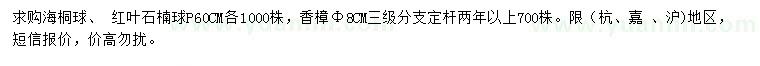 求購海桐球、 紅葉石楠球、香樟