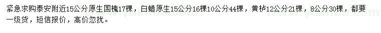 求購國槐、白蠟、黃櫨