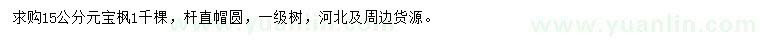 求購15公分元寶楓
