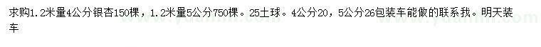 求購1.2米量4、5公分銀杏