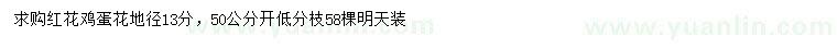 求購地徑13公分紅花雞蛋花