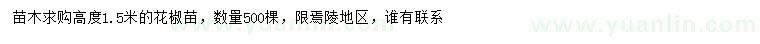 求購高度1.5米花椒苗