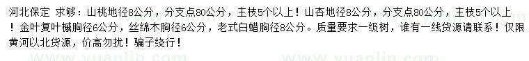 求購(gòu)山桃、山杏、金葉復(fù)葉槭等