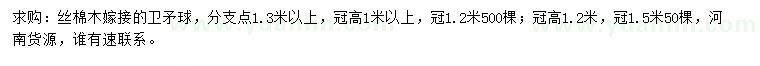 求購冠幅1.2、1.5米嫁接衛(wèi)矛球