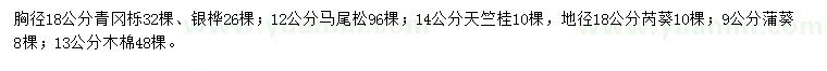 求購青岡櫟、銀樺、馬尾松等