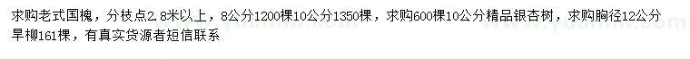 求購老式國槐、銀杏、旱柳