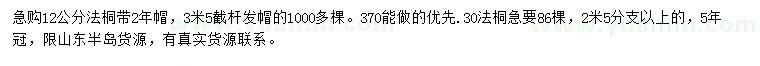 求購(gòu)12、30公分法桐